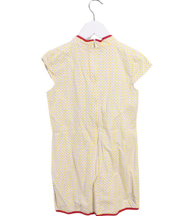 A Yellow Short Sleeve Dresses from Elly in size 5T for girl. (Back View)