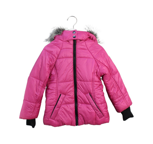 A Pink Puffer/Quilted Jackets from Calvin Klein in size 3T for girl. (Front View)