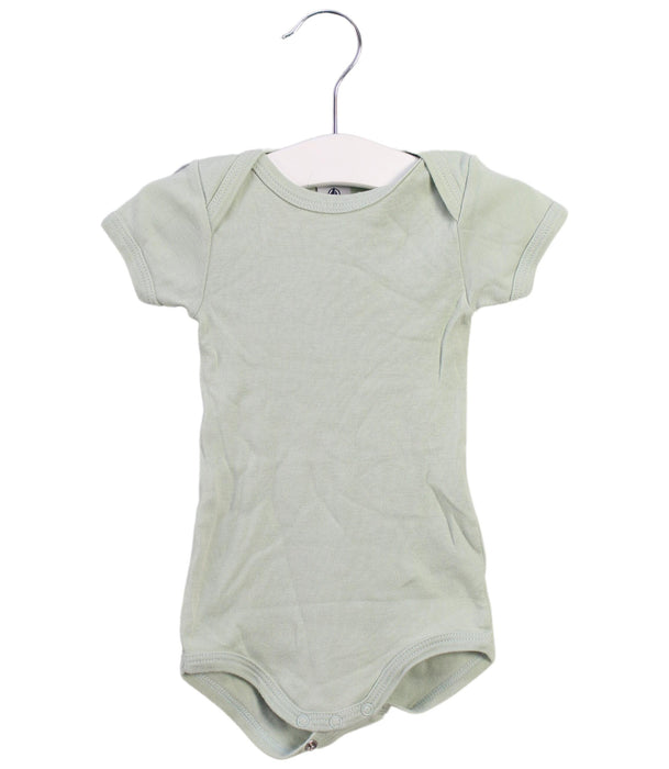 A Green Short Sleeve Bodysuits from Petit Bateau in size 3-6M for neutral. (Front View)