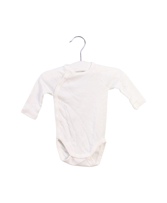 A White Long Sleeve Bodysuits from Petit Bateau in size 0-3M for girl. (Front View)
