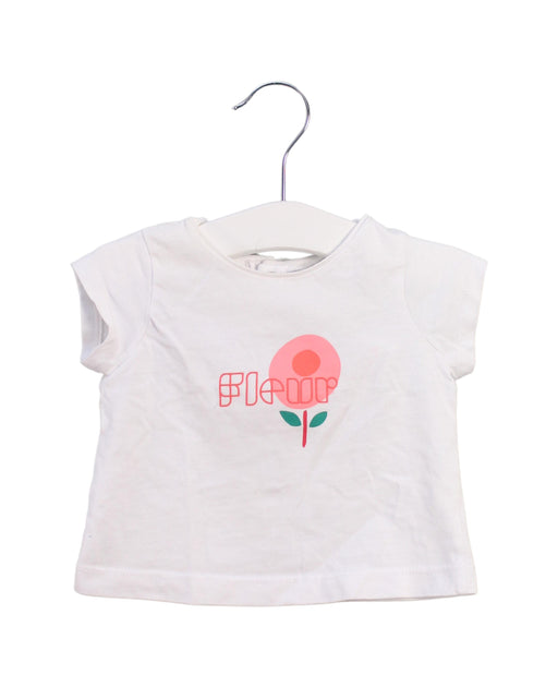 A White Short Sleeve Tops from Jacadi in size 3-6M for girl. (Front View)