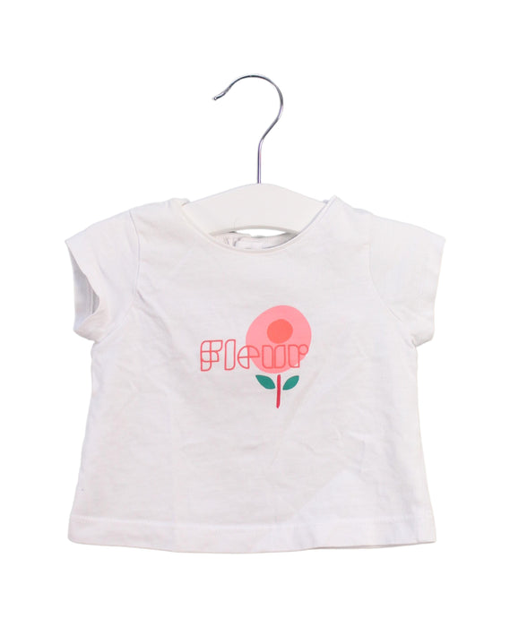 A White Short Sleeve Tops from Jacadi in size 3-6M for girl. (Front View)