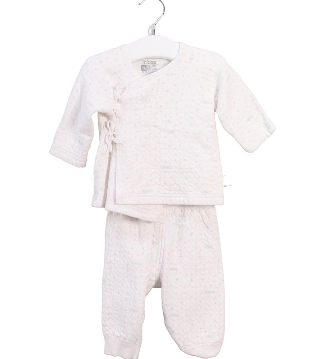 A White Pyjama Sets from Mides in size 3-6M for girl. (Front View)