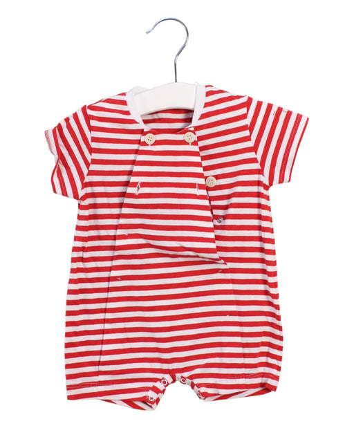 A Red Short Sleeve Rompers from Il Gufo in size 6-12M for neutral. (Front View)