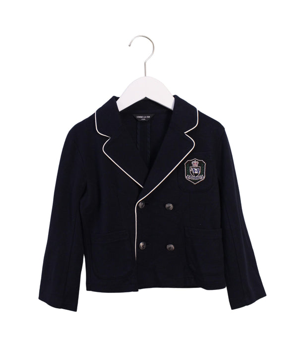 A Navy Blazers from Comme Ca Ism in size 4T for boy. (Front View)