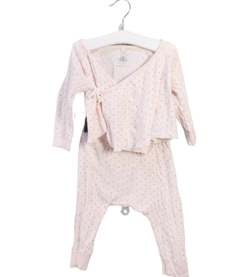 A Pink Pyjama Sets from Petit Bateau in size 6-12M for girl. (Front View)