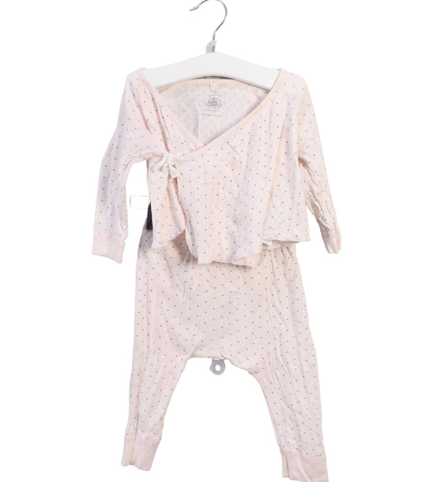 A Pink Pyjama Sets from Petit Bateau in size 6-12M for girl. (Front View)