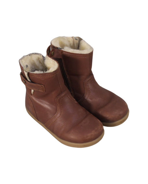 A Brown Winter Boots from Bobux in size 4T for girl. (Front View)