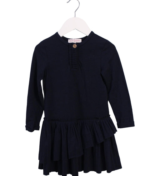 A Navy Long Sleeve Dresses from Lili Gaufrette in size 3T for girl. (Front View)
