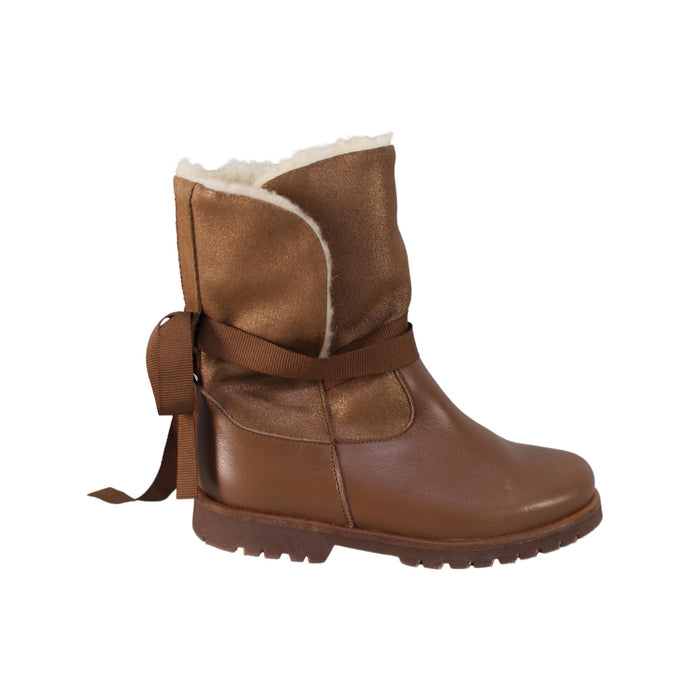 A Brown Winter Boots from Jacadi in size 5T for girl. (Back View)