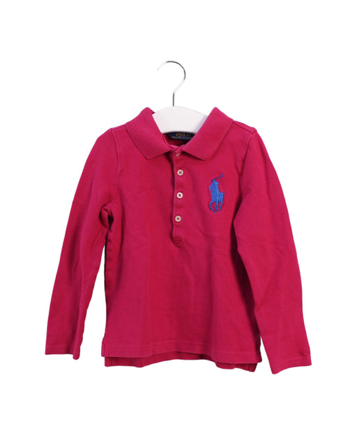A Pink Long Sleeve Polos from Polo Ralph Lauren in size 3T for girl. (Front View)