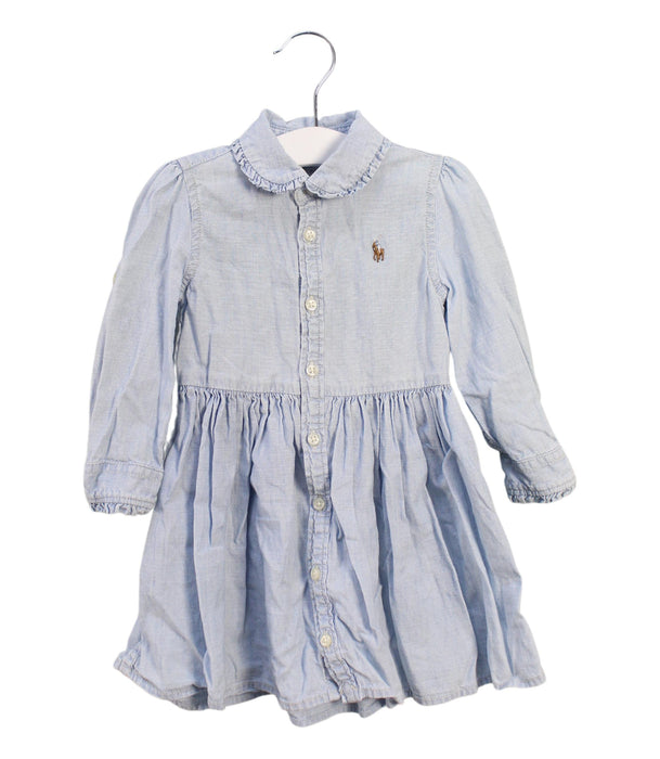 A Blue Long Sleeve Dresses from Ralph Lauren in size 12-18M for girl. (Front View)