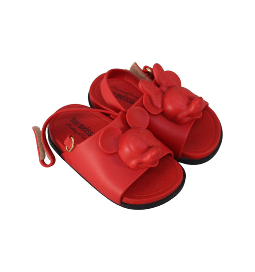 A Red Sandals from Mini Melissa in size 12-18M for girl. (Front View)
