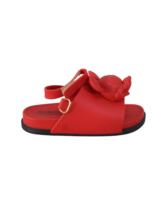 A Red Sandals from Mini Melissa in size 12-18M for girl. (Back View)