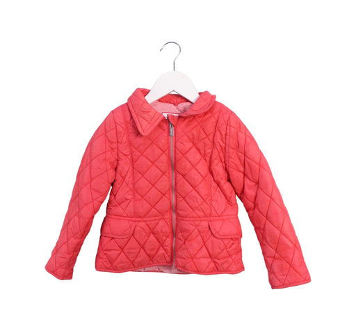A Pink Puffer/Quilted Jackets from Jacadi in size 4T for girl. (Front View)