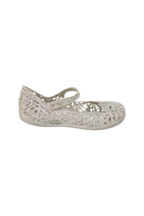 A Silver Flats from Mini Melissa in size 4T for girl. (Back View)