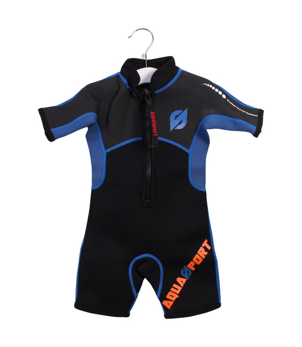 A Black Wetsuits from Aquasport in size 2T for boy. (Front View)