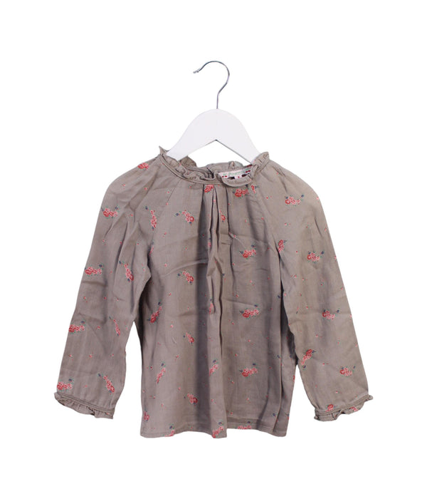 A Brown Long Sleeve Tops from Bonpoint in size 4T for girl. (Front View)