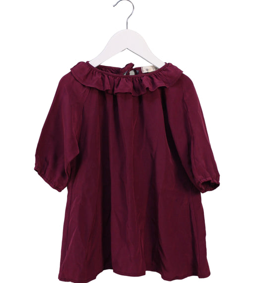 A Burgundy Long Sleeve Dresses from Mabo in size 2T for girl. (Front View)
