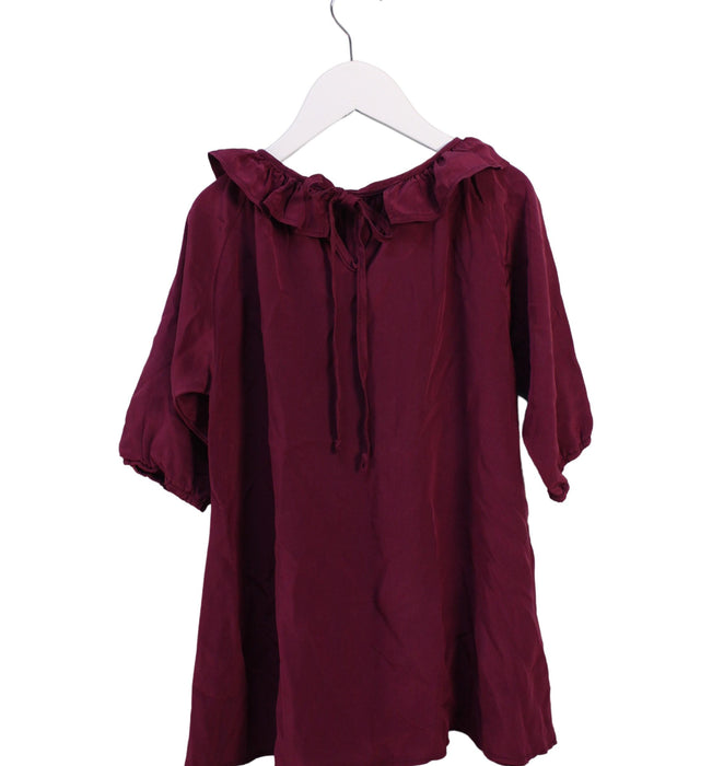 A Burgundy Long Sleeve Dresses from Mabo in size 4T for girl. (Back View)