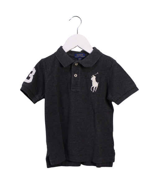 A Grey Short Sleeve Polos from Polo Ralph Lauren in size 4T for boy. (Front View)