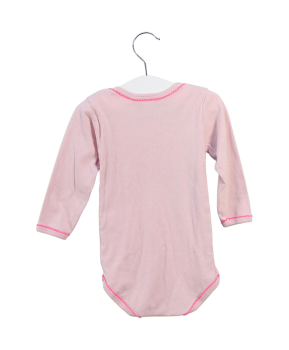 A Pink Long Sleeve Bodysuits from Petit Bateau in size 6-12M for girl. (Back View)