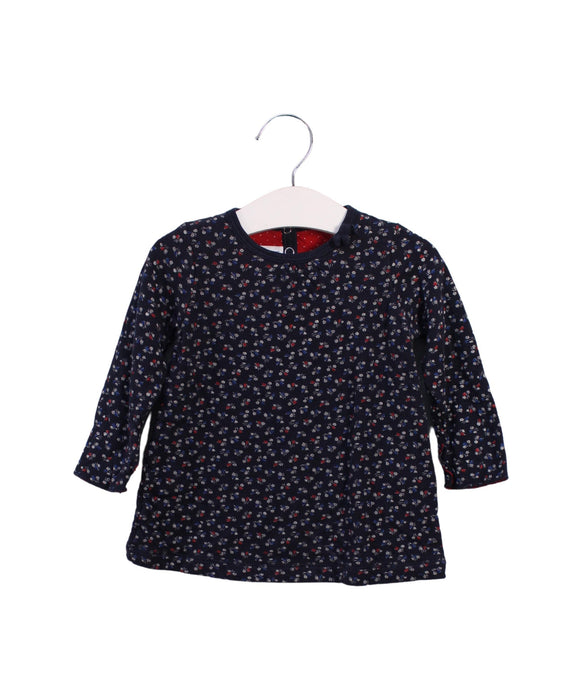 A Navy Long Sleeve Tops from Petit Bateau in size 6-12M for girl. (Front View)