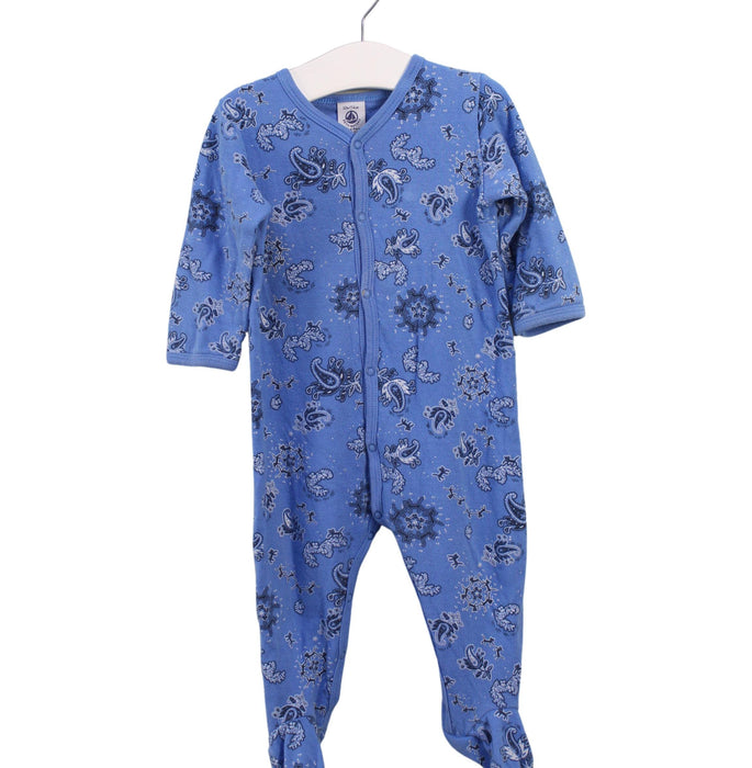 A Blue Long Sleeve Jumpsuits from Petit Bateau in size 6-12M for boy. (Front View)