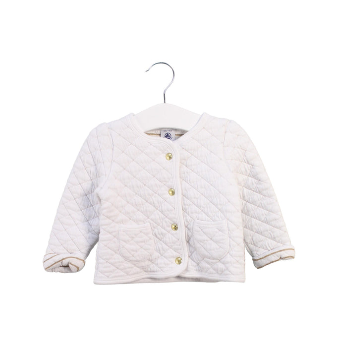 A White Cardigans from Petit Bateau in size 6-12M for girl. (Front View)