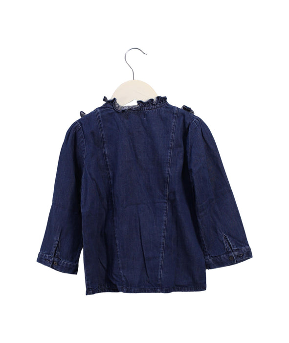 A Blue Long Sleeve Tops from Velveteen in size 6T for girl. (Back View)