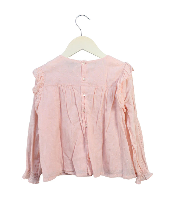 A Pink Long Sleeve Tops from Velveteen in size 5T for girl. (Back View)