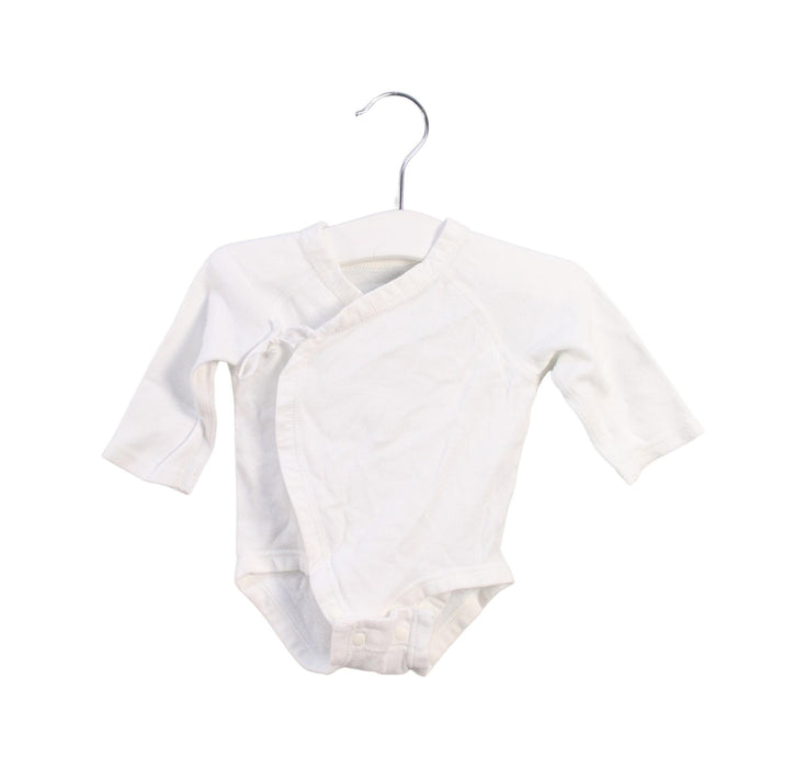 A White Long Sleeve Bodysuits from Mides in size 0-3M for neutral. (Front View)