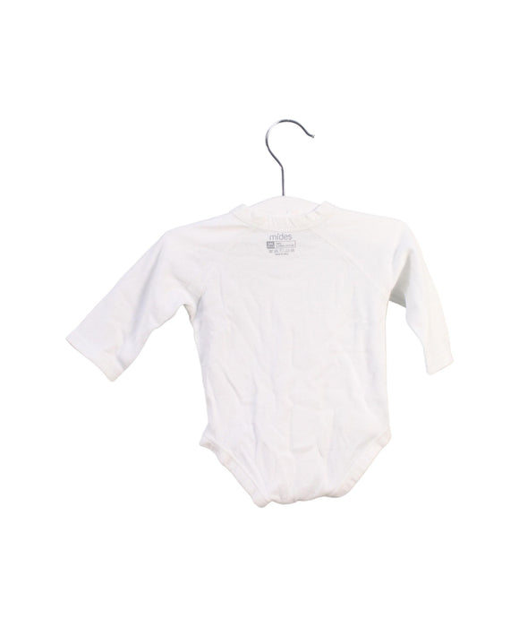 A White Long Sleeve Bodysuits from Mides in size 0-3M for neutral. (Back View)