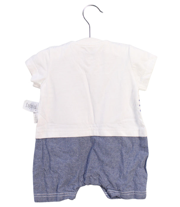 A White Short Sleeve Rompers from Mides in size 0-3M for boy. (Back View)