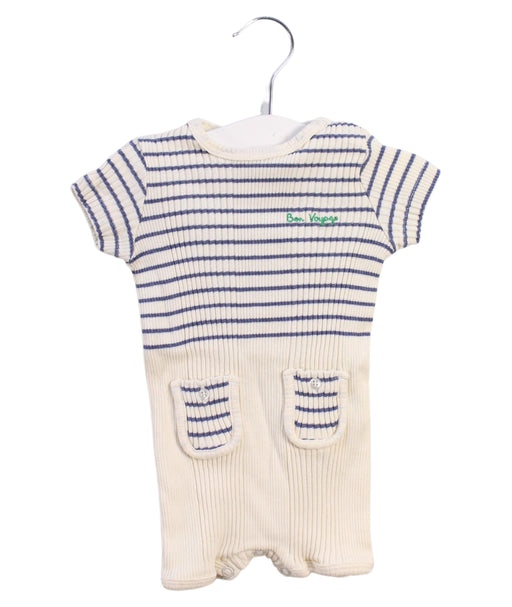A Beige Short Sleeve Rompers from Emile et Ida in size 3-6M for neutral. (Front View)