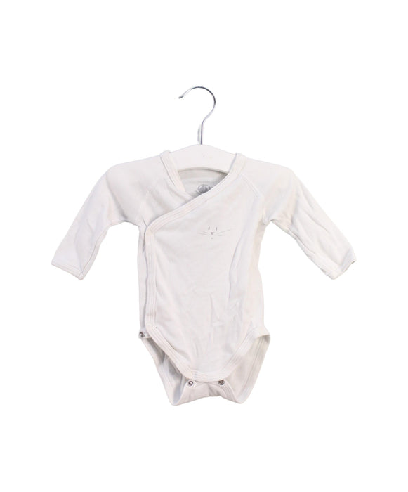 A White Long Sleeve Bodysuits from Petit Bateau in size 0-3M for girl. (Front View)
