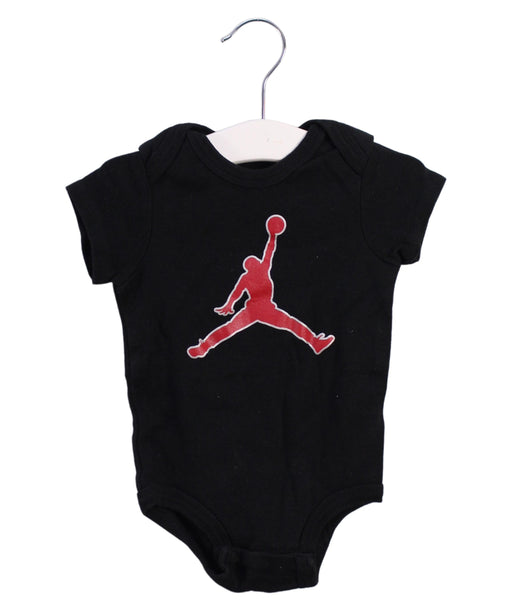 A Black Short Sleeve Bodysuits from Air Jordan in size 6-12M for boy. (Front View)