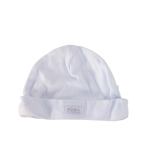 A White Beanies from Mides in size 0-3M for girl. (Front View)