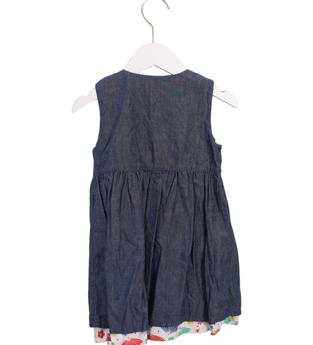 A Blue Sleeveless Dresses from Frugi in size 2T for girl. (Back View)