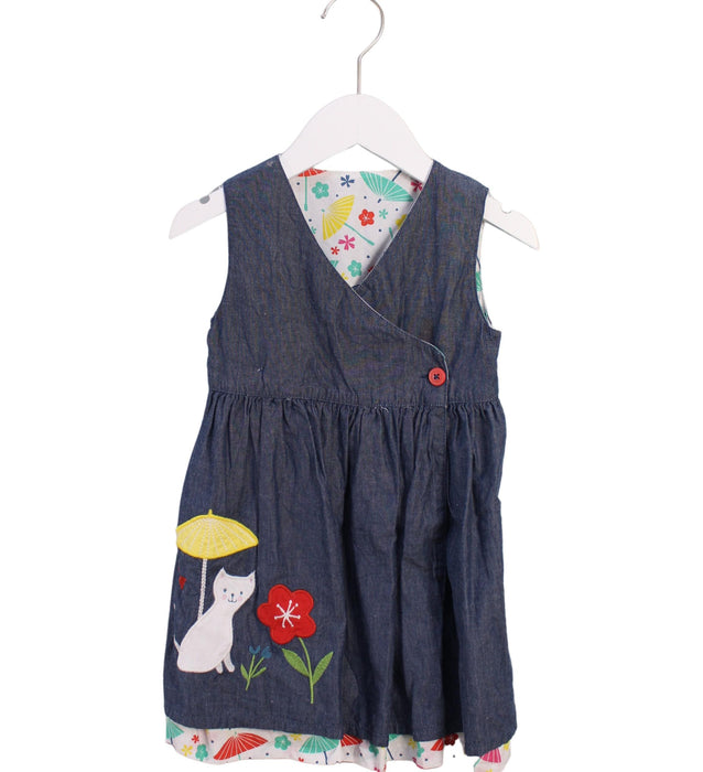 A Blue Sleeveless Dresses from Frugi in size 2T for girl. (Front View)