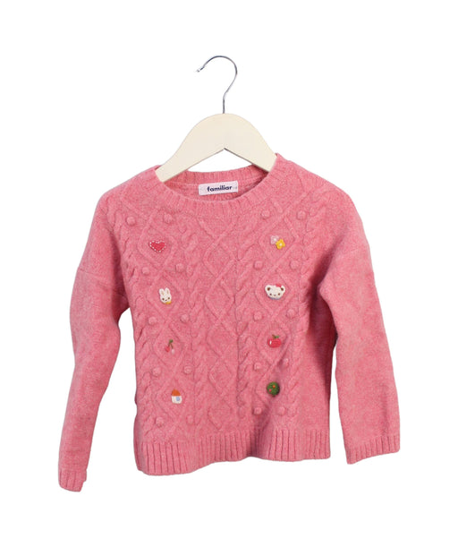 A Pink Knit Sweaters from Familiar in size 4T for girl. (Front View)