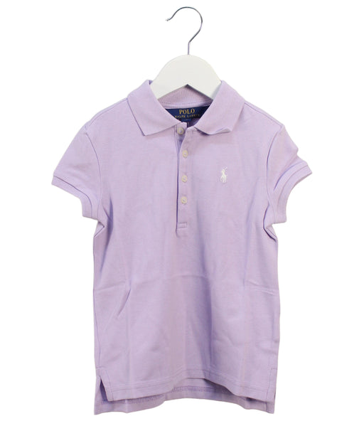 A Purple Short Sleeve Polos from Polo Ralph Lauren in size 5T for girl. (Front View)