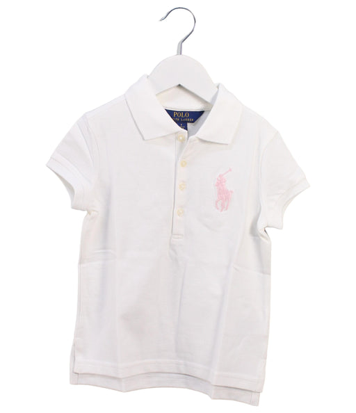 A White Short Sleeve Polos from Polo Ralph Lauren in size 5T for girl. (Front View)