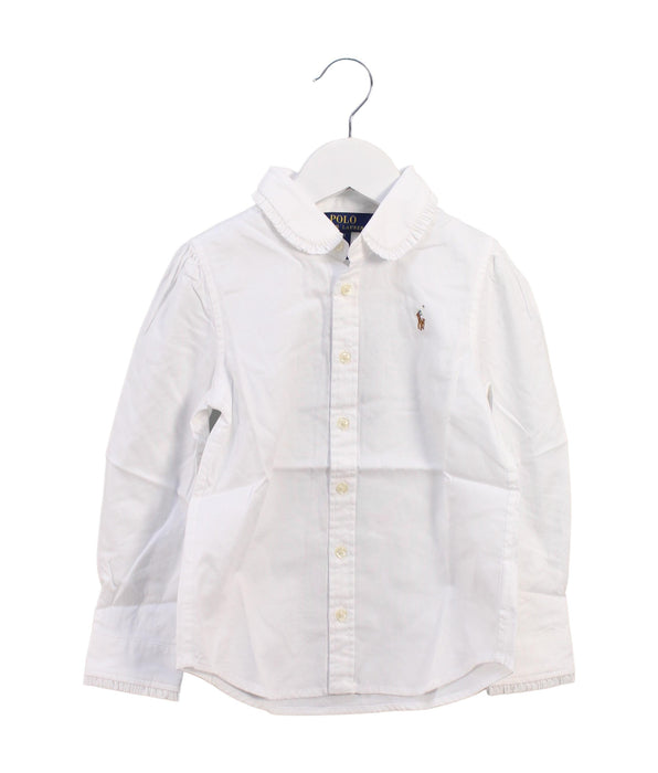 A White Shirts from Polo Ralph Lauren in size 4T for girl. (Front View)