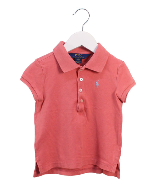 A Peach Short Sleeve Polos from Polo Ralph Lauren in size 3T for girl. (Front View)