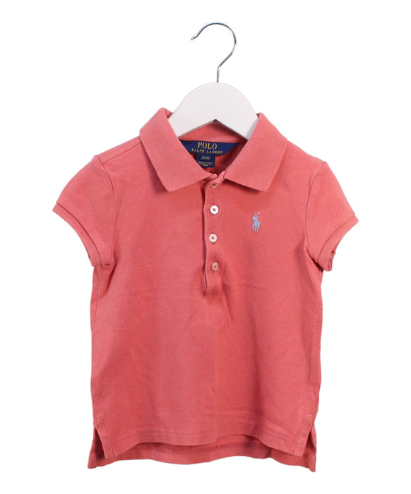 A Peach Short Sleeve Polos from Polo Ralph Lauren in size 3T for girl. (Front View)