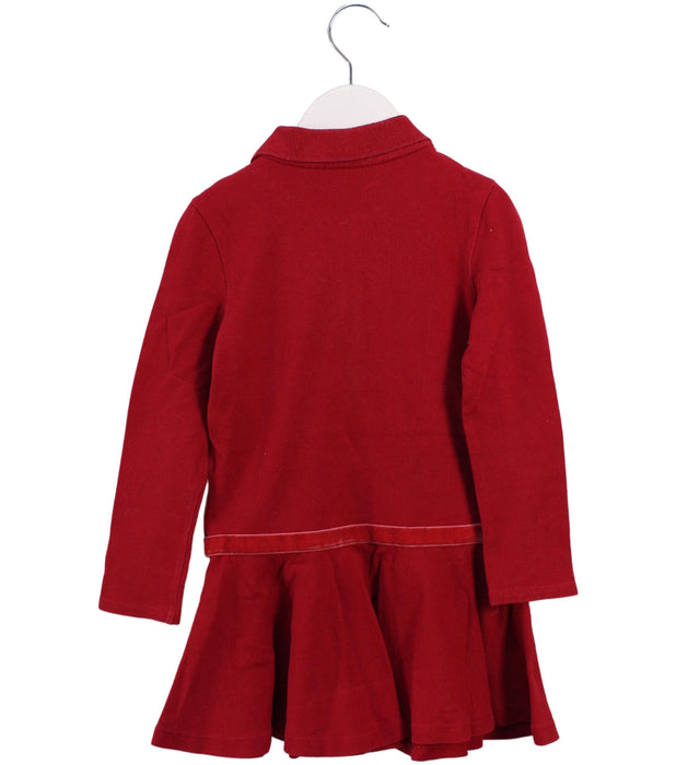 A Red Long Sleeve Dresses from Polo Ralph Lauren in size 3T for girl. (Back View)