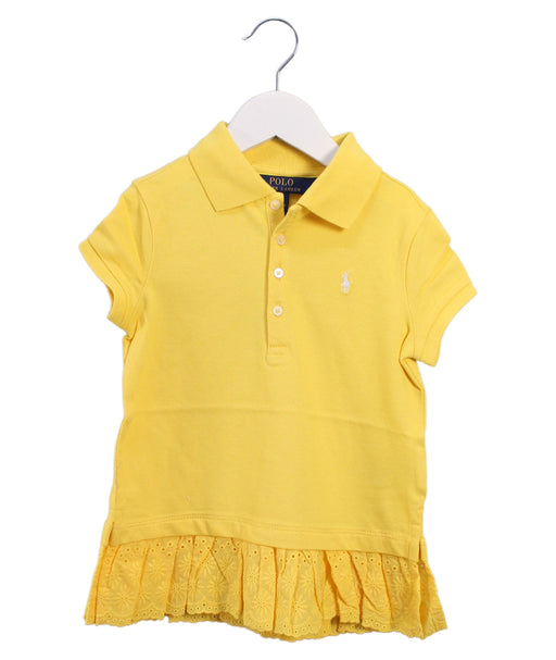 A Yellow Short Sleeve Polos from Polo Ralph Lauren in size 6T for girl. (Front View)