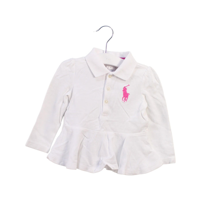 A White Long Sleeve Polos from Ralph Lauren in size 12-18M for girl. (Front View)