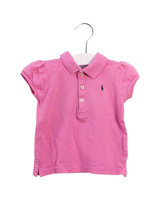 A Pink Short Sleeve Polos from Ralph Lauren in size 6-12M for girl. (Front View)